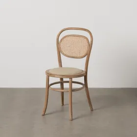 Dining Chair Beige Natural Rubber wood Cotton Polyester 41 x 41 x 89 cm