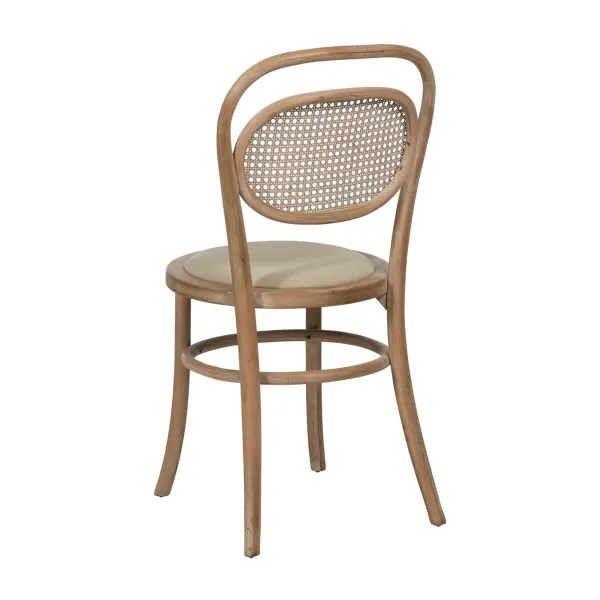 Dining Chair Beige Natural Rubber wood Cotton Polyester 41 x 41 x 89 cm
