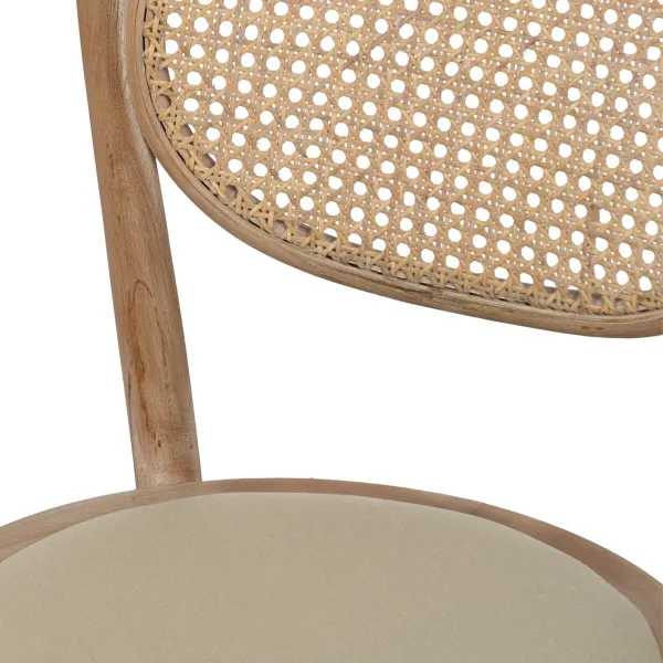 Ruokatuoli Beige Luonnollinen Kumipuu Puuvilla Polyesteri 41 x 41 x 89 cm