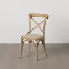 Dining Chair Beige Natural Rubber wood Cotton Polyester 44 x 42 x 88 cm