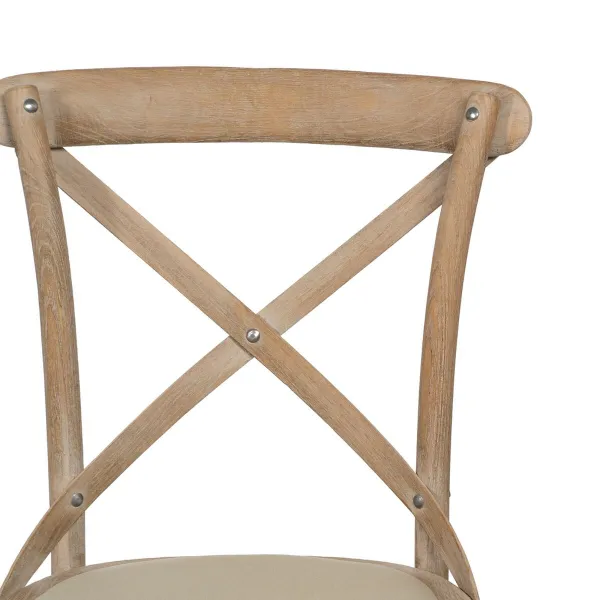 Dining Chair Beige Natural Rubber wood Cotton Polyester 44 x 42 x 88 cm