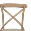 Dining Chair Beige Natural Rubber wood Cotton Polyester 44 x 42 x 88 cm