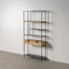 Полка Чёрный Бежевый Деревянный Стеклянный Железо 80 x 26 x 180 cm