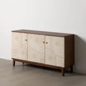 Sideboard MANACOR White Brown Pine 135 x 40 x 80 cm
