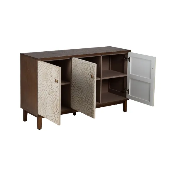 Sideboard MANACOR White Brown Pine 135 x 40 x 80 cm