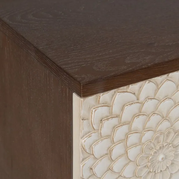 Sideboard MANACOR White Brown Pine 135 x 40 x 80 cm