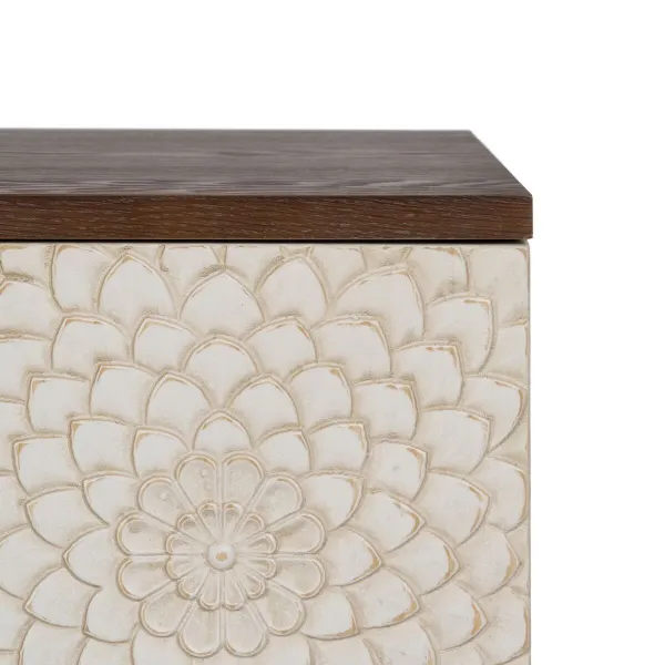 Sideboard MANACOR White Brown Pine 135 x 40 x 80 cm