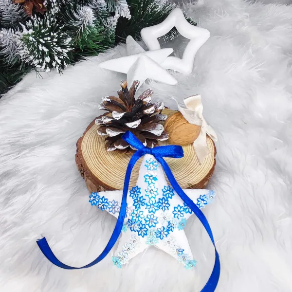 Jõulutähtade ornament Springos CA0235, 12 cm