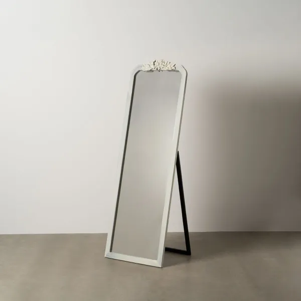 Free standing mirror White Crystal Paolownia wood 60 x 180 x 4 cm