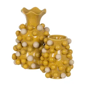 Vāze Dzeltens Balts Keramika 28,3 x 28,3 x 39,7 cm