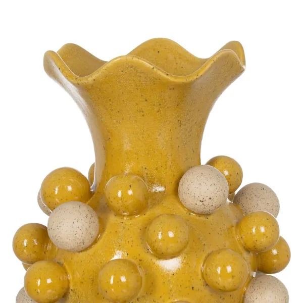Vase Yellow White Ceramic 28,3 x 28,3 x 39,7 cm
