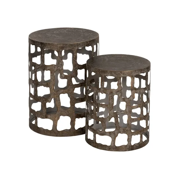 Набор из двух столиков Позолоченный 40,5 x 40,5 x 55 cm 40,5x40,5x55 cm (2 штук)