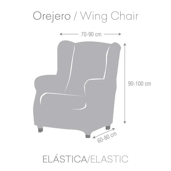 Wingback chair cover Eysa ULISES Pearl Gray 80 x 100 x 90 cm