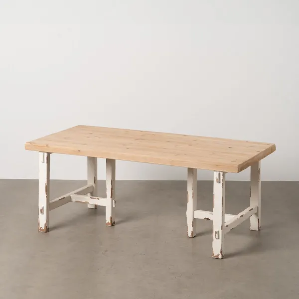 Dining Table White Natural Fir wood 120 x 60 x 48 cm