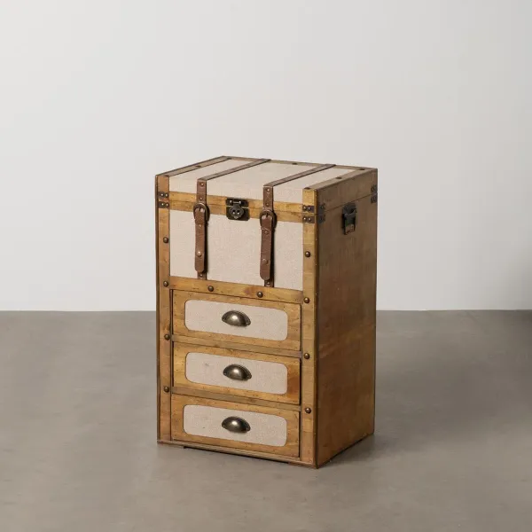 Сундук Коричневый Бежевый полиэстер Древесина тополя 46 x 36 x 71 cm