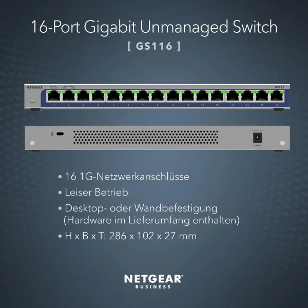 Slēdzis Netgear GS116-300EUS