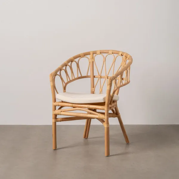 Dining Chair White Natural Rattan 58 x 59 x 78 cm