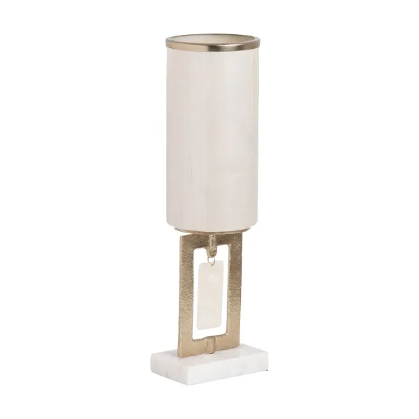 Vase White Golden Aluminium Crystal Marble 12,5 x 12,5 x 47 cm