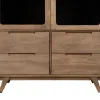 Шкаф BURNIE Чёрный Натуральный Стеклянный Древесина манго 107 x 40,5 x 142 cm
