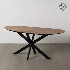 Valgomojo stalas Juoda Natūralus Geležis 178 x 80 x 77 cm