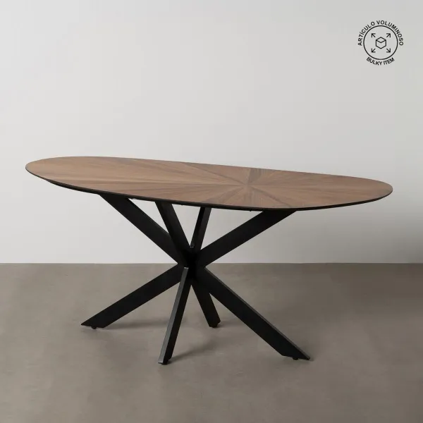Valgomojo stalas Juoda Natūralus Geležis 178 x 80 x 77 cm