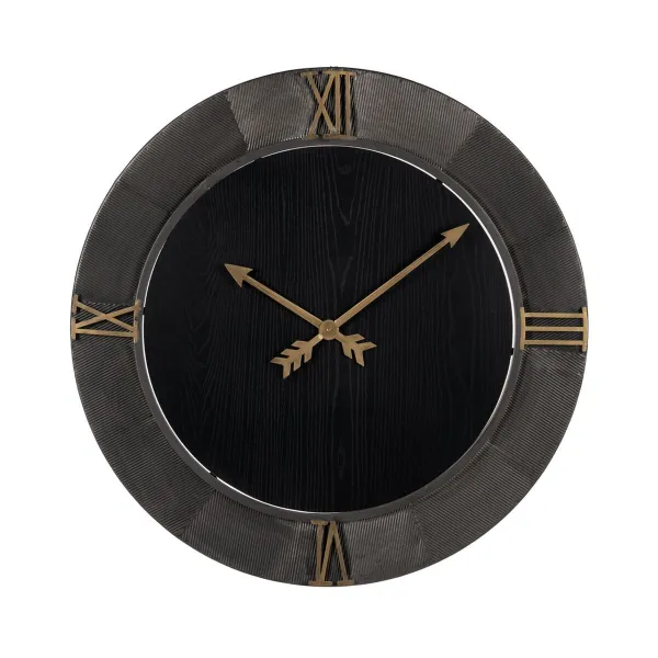 Sieninis laikrodis Juoda Auksinis Geležis Medžio MDF 80 x 2,5 x 80 cm