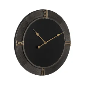 Wall Clock Black Golden Iron MDF Wood 61 x 2,5 x 61 cm