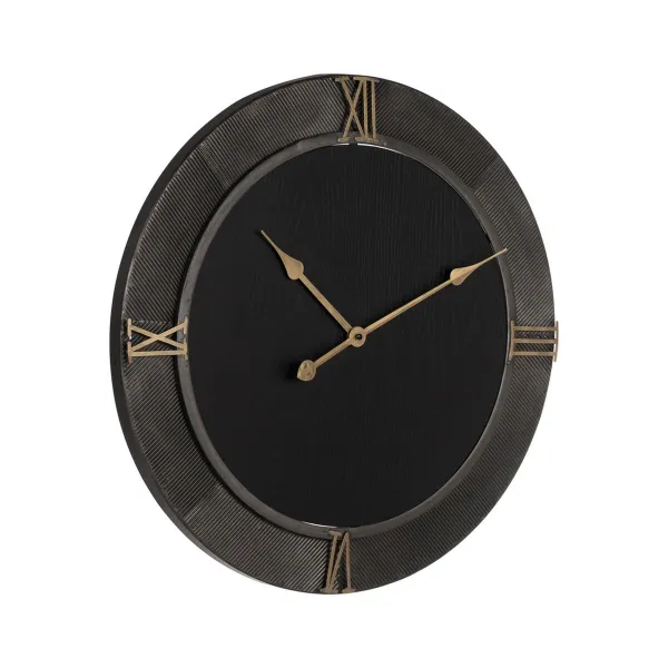 Sieninis laikrodis Juoda Auksinis Geležis Medžio MDF 61 x 2,5 x 61 cm