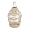 Vase Natural Glass Rattan 23 x 23 x 40 cm