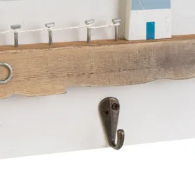 Настенная вешалка Белый Натуральный Металл Железо Деревянный MDF 40 x 4 x 18 cm