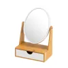 Magnifying Mirror White Natural Bamboo Crystal polystyrene 17 x 10 x 25 cm