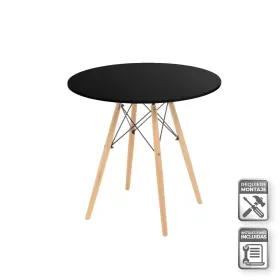 Stalas Juoda Natūralus 80 x 80 x 75 cm
