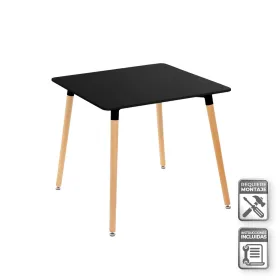 Stalas Juoda Natūralus 80 x 80 x 75 cm
