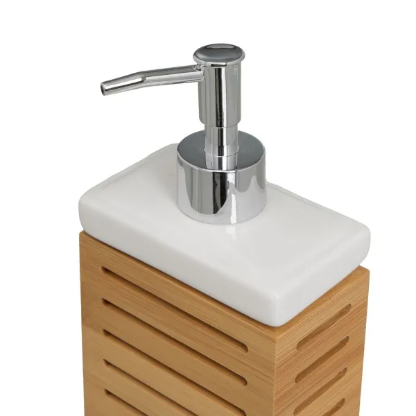 Kylpysetti Valkoinen Luonnollinen Keraminen Bambu 25,5 x 7,5 x 23,5 cm 3 Kappaletta
