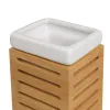 Kylpysetti Valkoinen Luonnollinen Keraminen Bambu 25,5 x 7,5 x 23,5 cm 3 Kappaletta