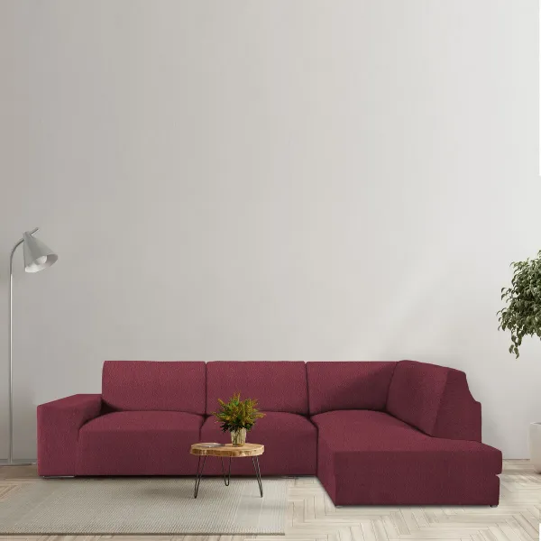 Right long arm chaise longue cover Eysa ROC Tile Dark Red 110 x 120 x 500 cm