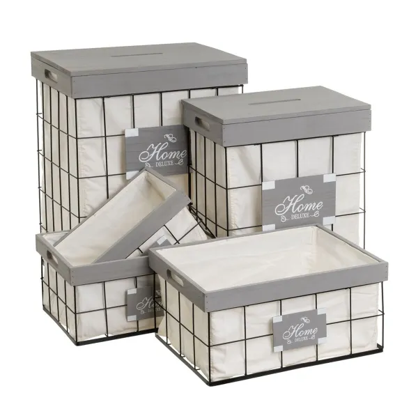 Veļas Grozs Pelēks Poliesters Dzelzs Koks MDF 800 ml 2 L 3 L 6 L 1,2 L 42 x 31 x 54 cm