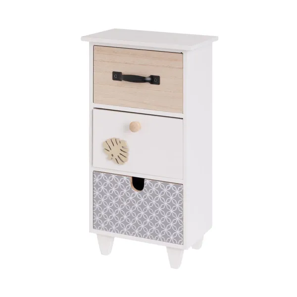 Jewelry box LEAVES White Grey Natural MDF Wood 17 x 11 x 31 cm