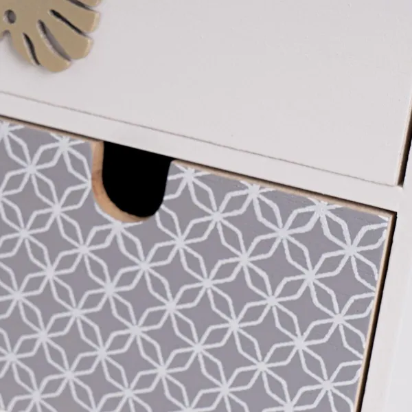Jewelry box LEAVES White Grey Natural MDF Wood 17 x 11 x 31 cm