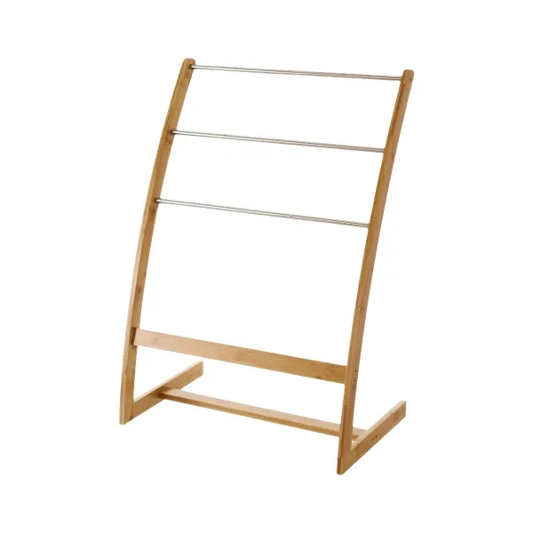 Brīvi stāvošais Dvieļu plaukts Dabisks Bambuss Nerūsējošais tērauds 57 x 35 x 81 cm