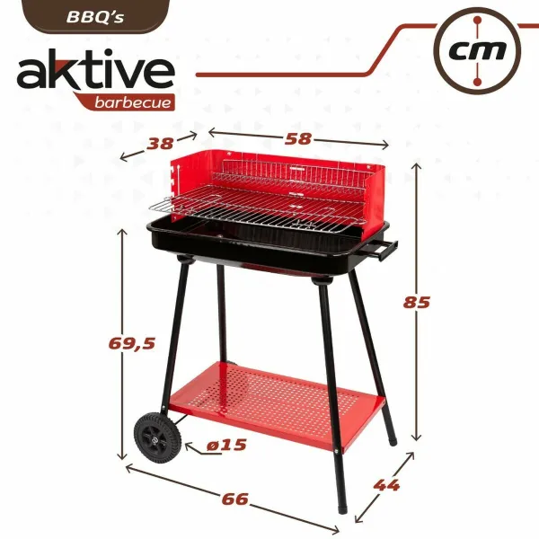 Anglies kepsninė su ratukais Aktive Plienas Plastmasinis 66 x 44 x 85 cm Stačiakampis Raudona