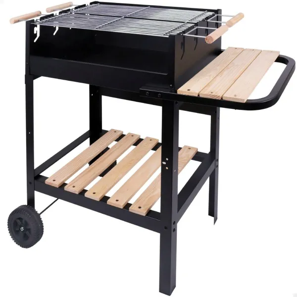Hiiligrilli renkailla Aktive Emaloitu metalli 100,5 x 88,5 x 40 cm Musta