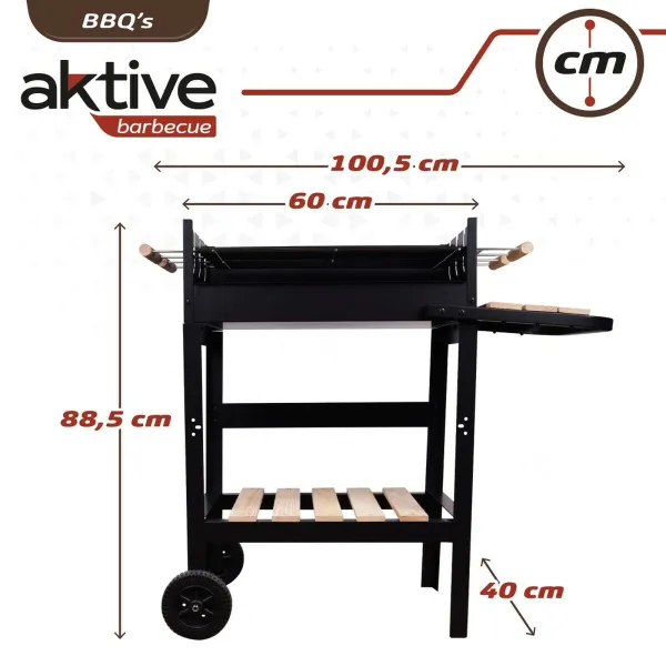 Anglies kepsninė su ratukais Aktive Emaliuotas metalas 100,5 x 88,5 x 40 cm Juoda