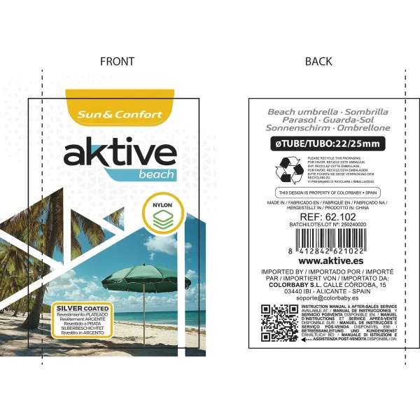 Зонтик Aktive 200 x 203,5 x 200 cm 200 x 207 x 200 cm (6 штук)