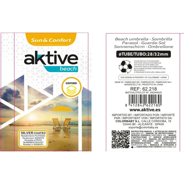Зонтик Aktive Разноцветный 200 x 200 x 200 cm (6 штук)