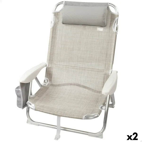 Pääntuellinen kokoontaitettava tuoli Aktive Ibiza Beige 51 x 76 x 45 cm (2 osaa)