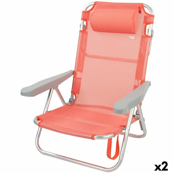 Sulenkiama kėdė su galvos atlošu Aktive Flamingo Koralas 48 x 84 x 46 cm (2 vnt.)