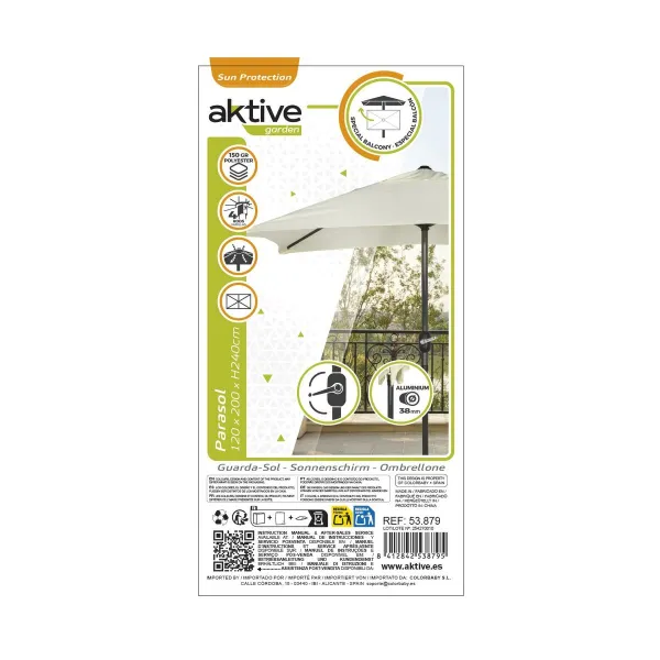 Umbrella Aktive Cream 200 x 235 x 120 cm 200 x 240 x 120 cm