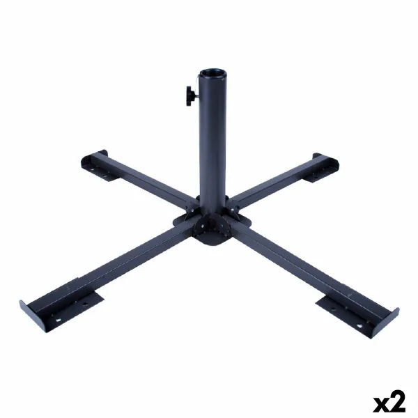 Paplūdimio skėčio pagrindas Aktive 86 x 34 x 86 cm Juoda Metalinis (2 vnt.)