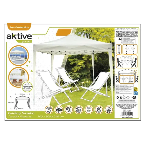 Gazebo Aktive Max-Air White 300 x 300 x 250 cm Cloth Steel